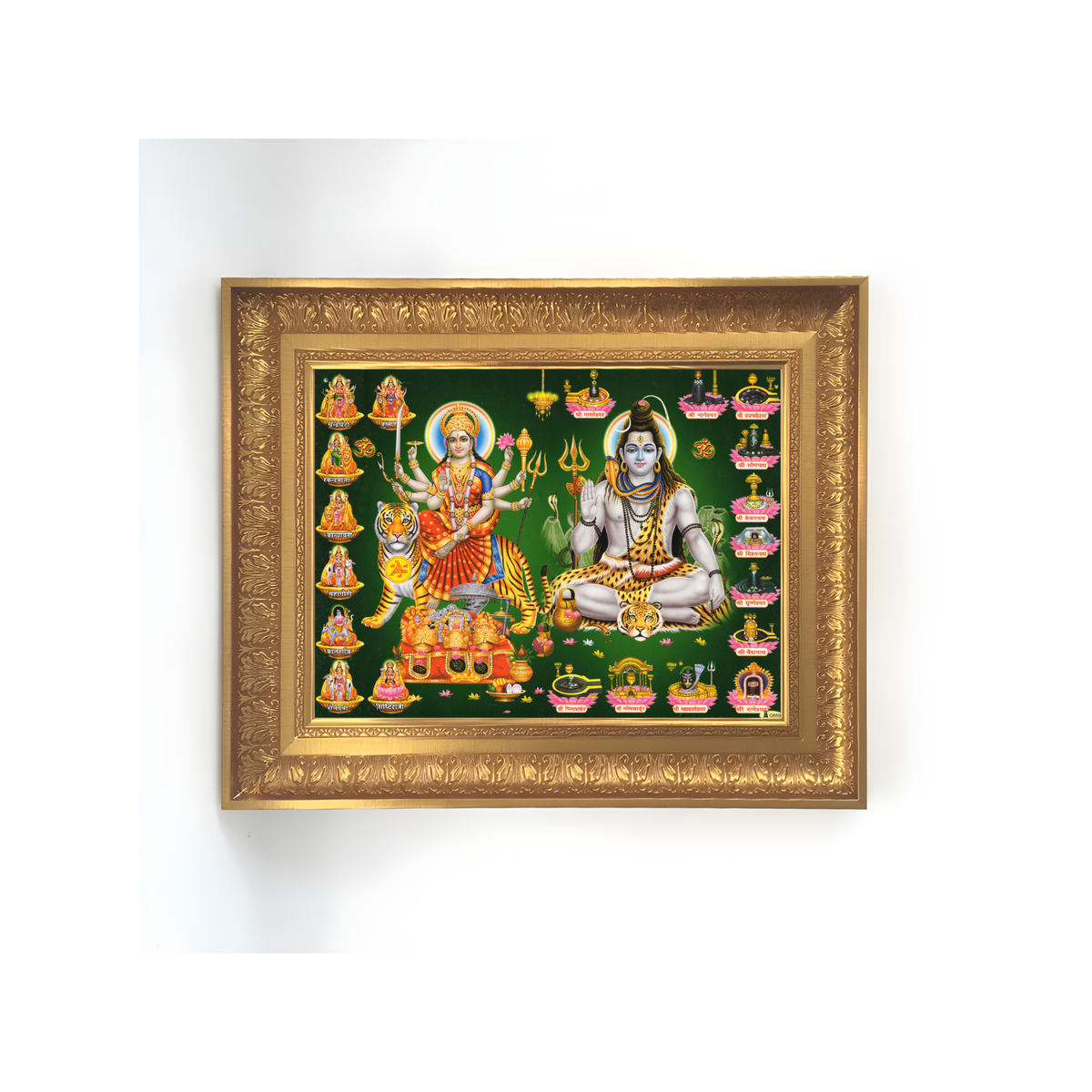 Premium Lord Shiva & Goddess Durga Wall Art – Shiv Shakti Hindu God Photo Frame