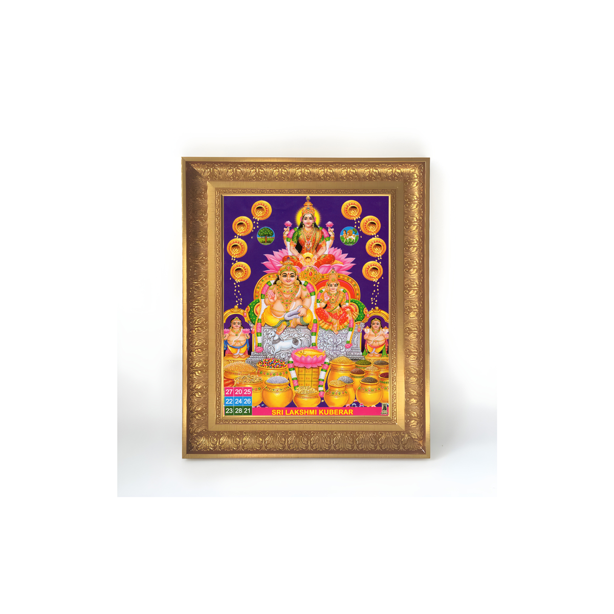 Pemium Sri Lakshmi Kubera Wall Art – Goddess Lakshmi and Lord Kubera Hindu God Photo Frame