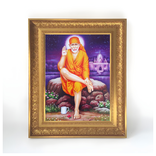 Premium Shirdi Sai Baba Wall Art – Sai Baba Hindu Spiritual God Photo Frame