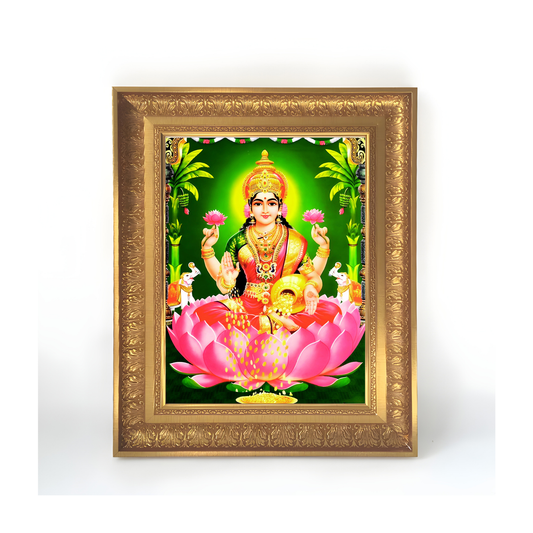 Premium Goddess Lakshmi Wall Art – Maa Lakshmi with Elephants Hindu Goddess Photo Frame