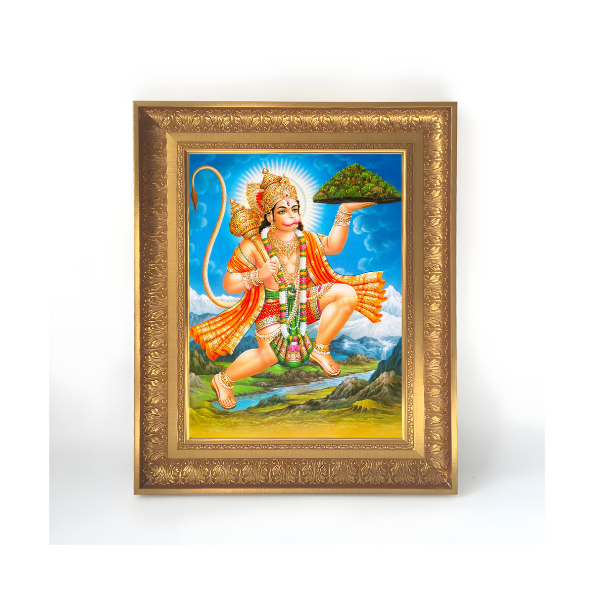 Premium Lord Hanuman Wall Art – Hindu God Photo Frame for Home & Puja Room