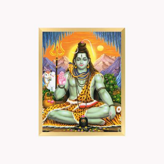 Shiva Parvati Wall Art – Lord Shiva & Goddess Parvati with Shiva Lingam Hindu God Photo Frame