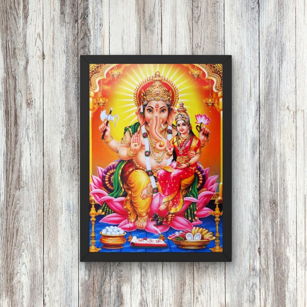 Lord Ganesha & Goddess Lakshmi Wall Art – Ganesh Lakshmi Hindu God Photo Frame