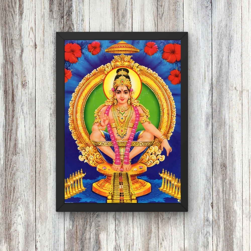 Lord Ayyappa Wall Art – Swami Ayyappan Hindu God Photo Frame