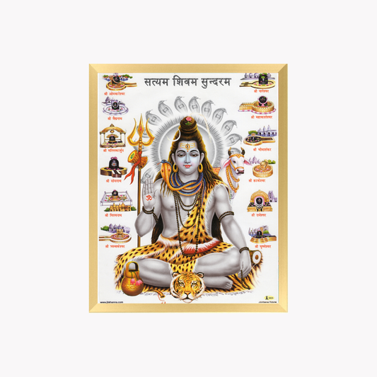 Lord Shiva 12 Jyotirlinga Wall Art – Mahadev Hindu God Religious Photo Frame