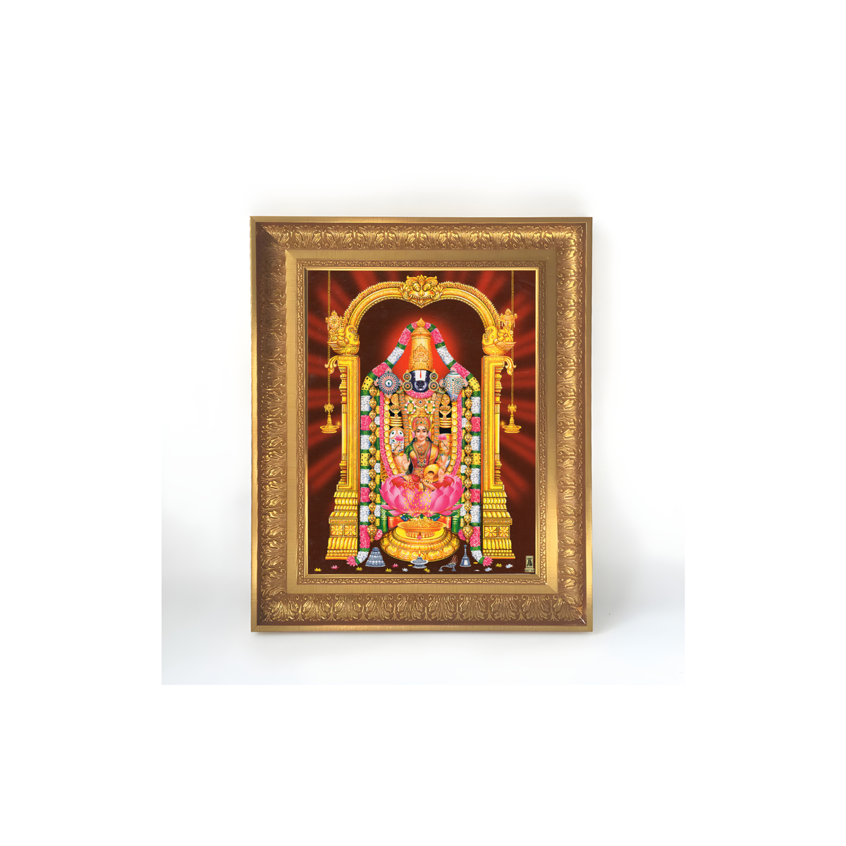 Premium Lord Venkateswara Wall Art – Sri Venkateswara with Goddess Lakshmi Hindu God Photo Frame