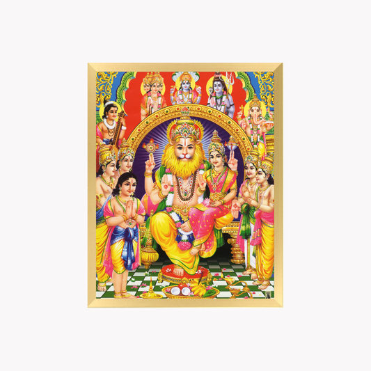 Narasimha Swamy Wall Art – Lord Narasimha Lakshmi Hindu God Photo Frame