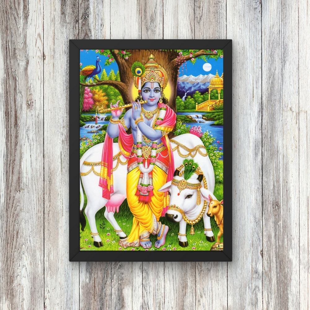 Lord Krishna wall art- God krishna with cow photo frame