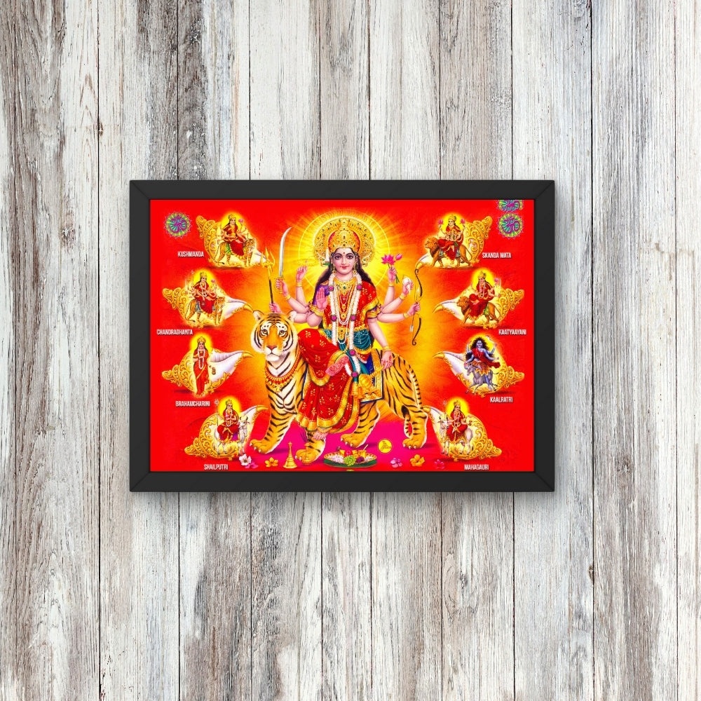 Navadurga Wall Art – Goddess Durga with Nine Forms Hindu Goddess Photo Frame