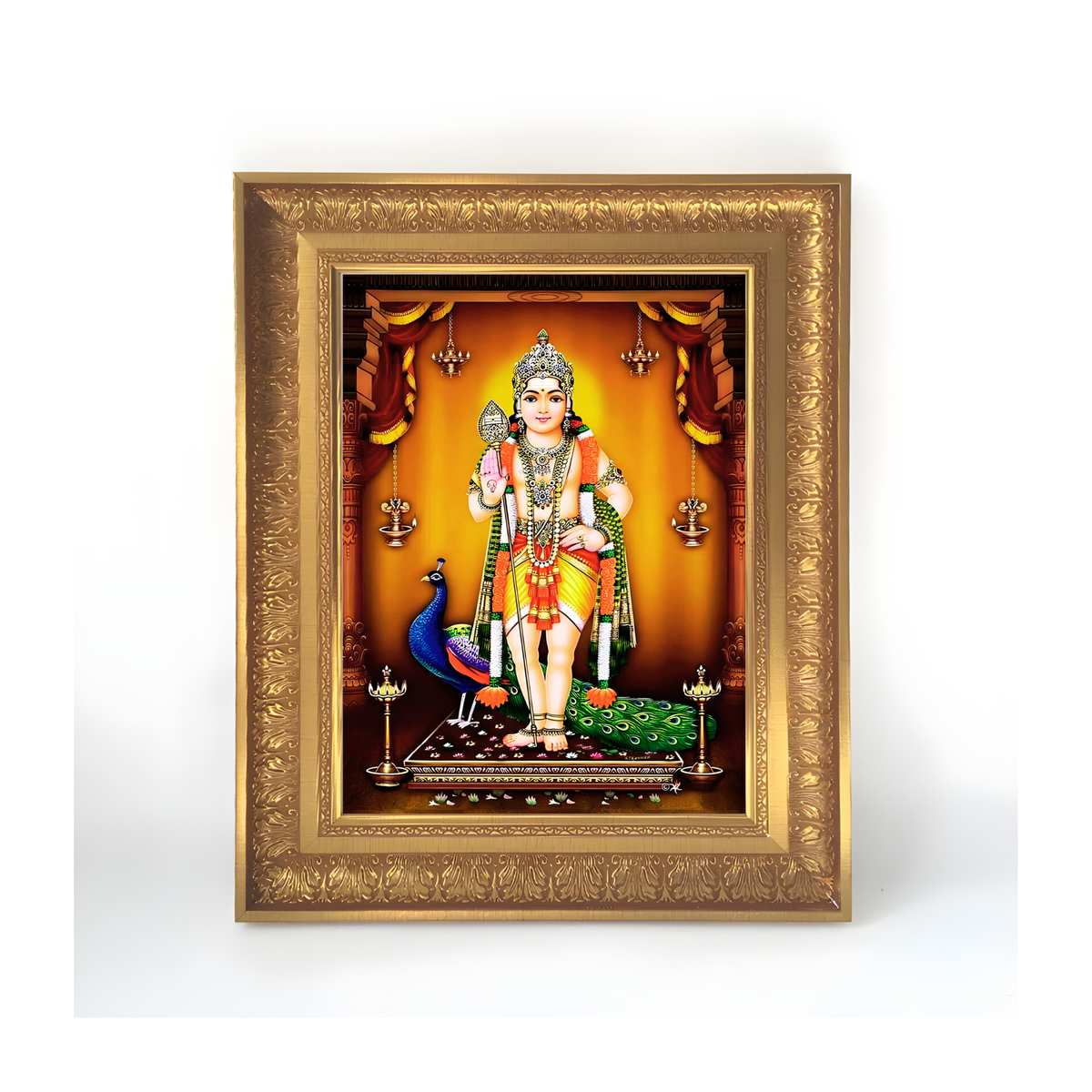 Premium Lord Murugan Wall Art – Lord Kartikeya Subramanya Swamy Hindu God Photo Frame