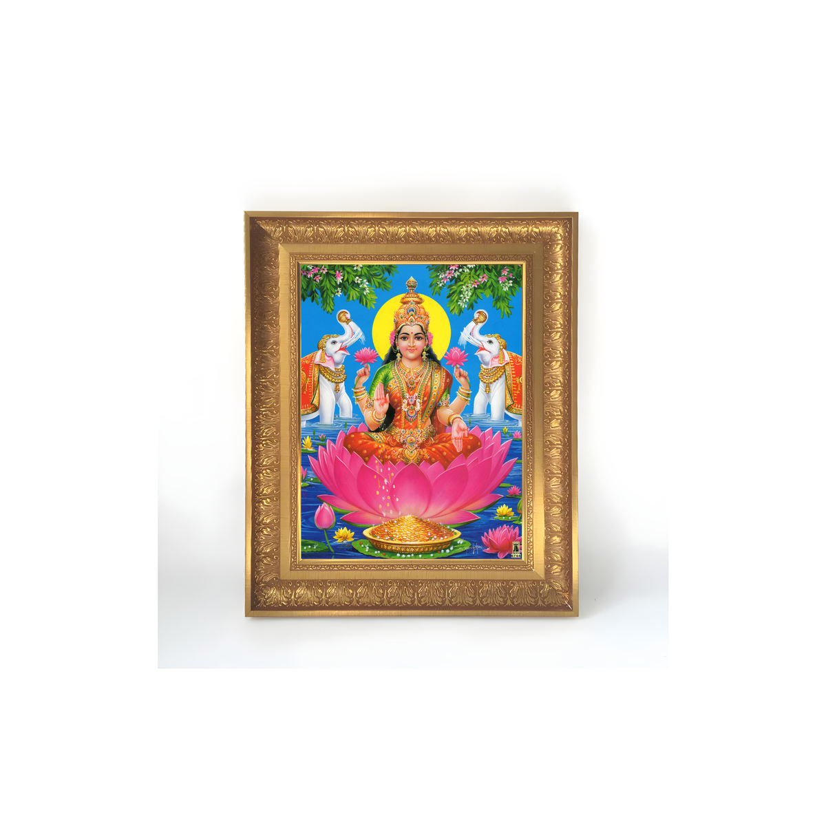 Premium Gaja Lakshmi Wall Art – Goddess Lakshmi with Elephants Hindu Goddess Photo Frame
