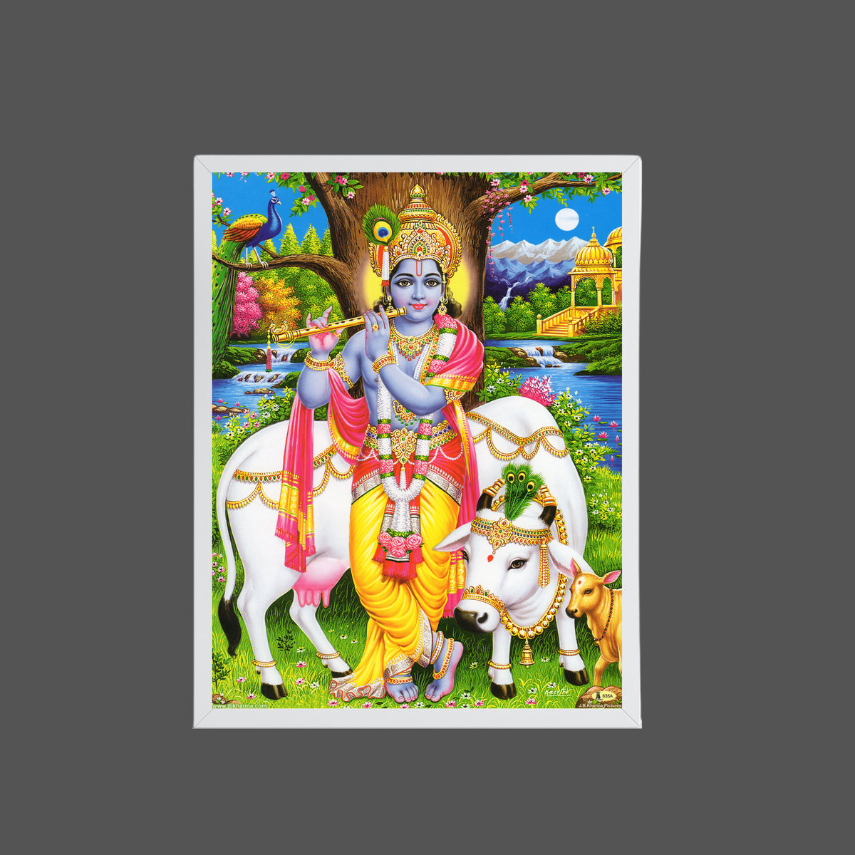 Lord Krishna wall art- God krishna with cow photo frame