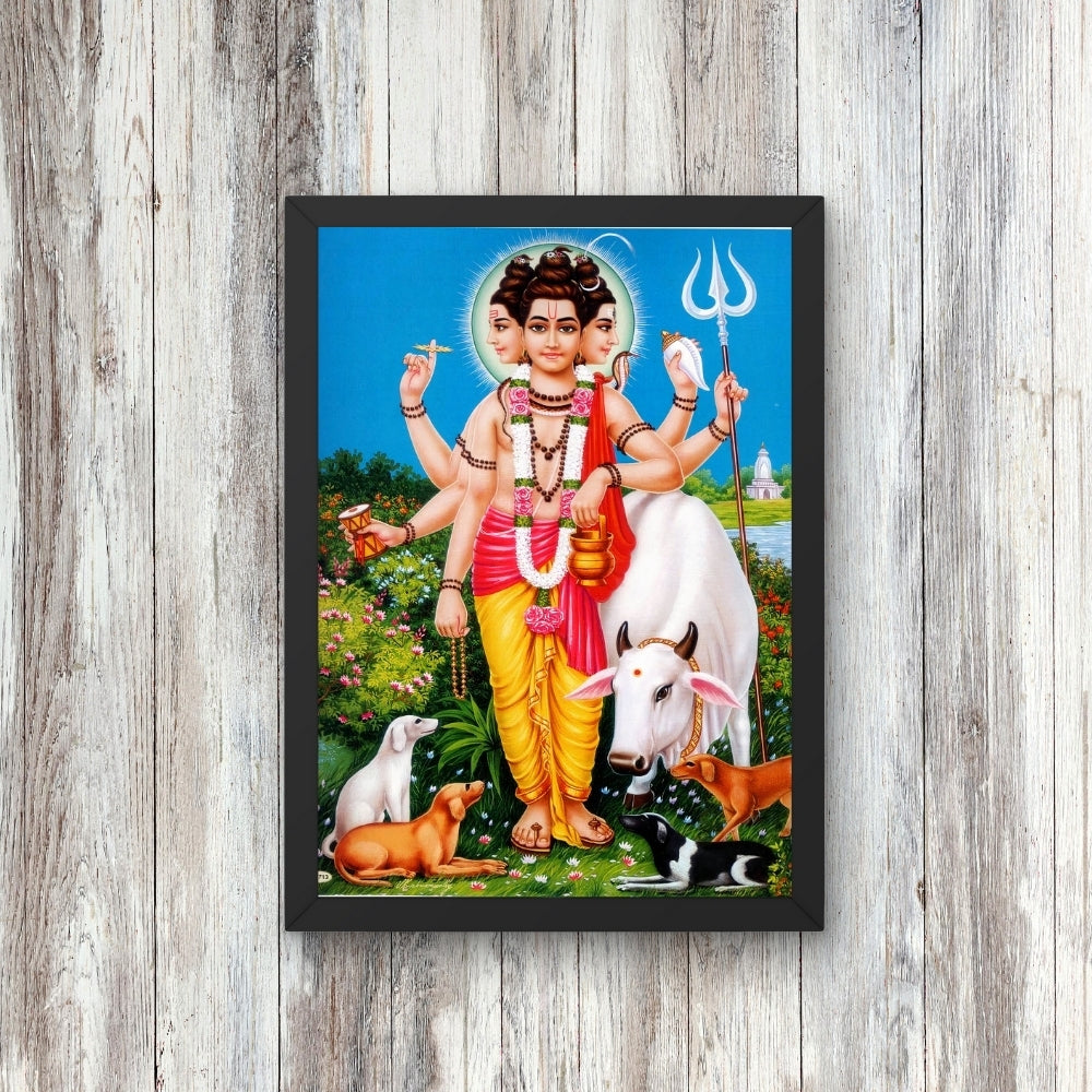 SRI DATTATREYA Wall Art – DATTATREYA  Hindu  God Photo Frame For Home & Puja Room