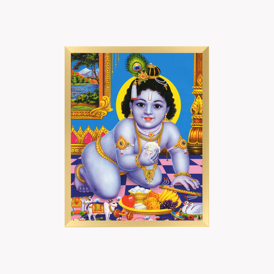 Balakrishna Wall Art – Baby Krishna Lord Krishna Hindu God Photo Frame