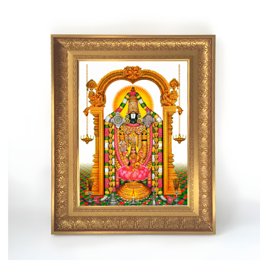 Premium Lord Venkateswara Wall Art – Tirupati Balaji Hindu God Photo Frame with Goddess Lakshmi