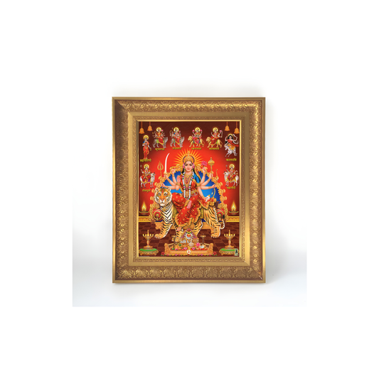 Premium Navadurga Wall Art – Maa Durga with Nine Forms of Goddess Durga Hindu Religious Photo Frame