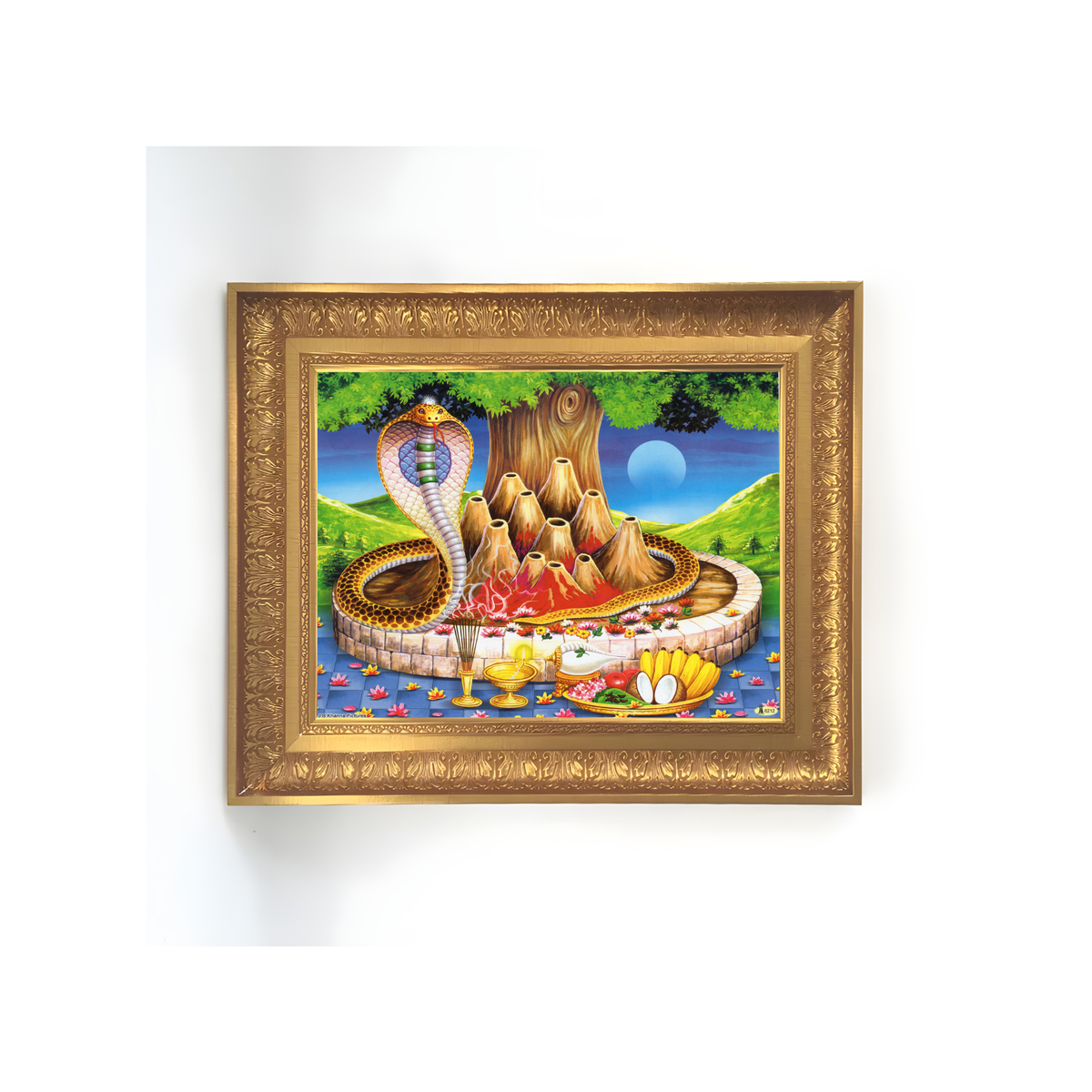 Premium Naga Devatha Wall Art – Hindu Serpent God Nag Devta Religious Photo Frame