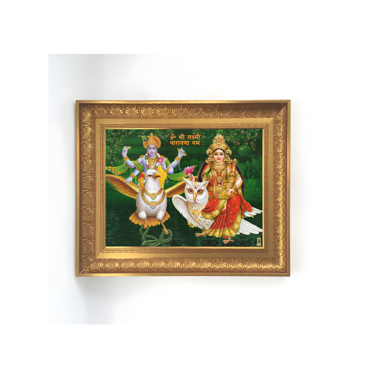 Premium Lakshmi Narayana Wall Art – Lord Vishnu and Goddess Lakshmi Hindu God Photo Frame