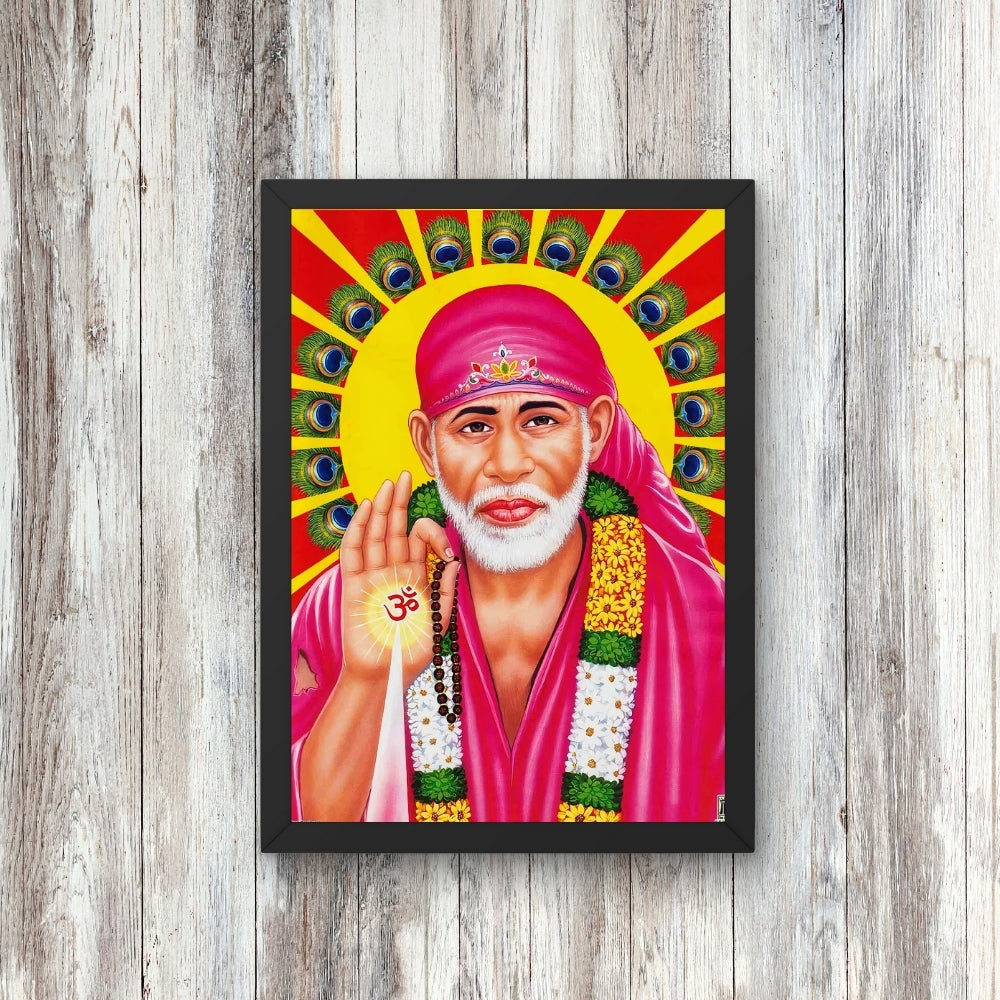Shirdi Sai Baba Wall Art – Sai Baba Hindu Spiritual God Photo Frame