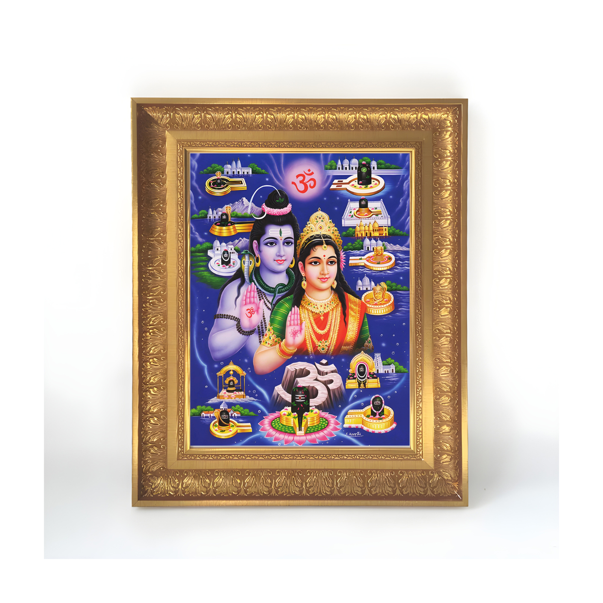 Premium Shiva Parvati Wall Art – Lord Shiva and Goddess Parvati Jyotirlinga Hindu God Photo Frame