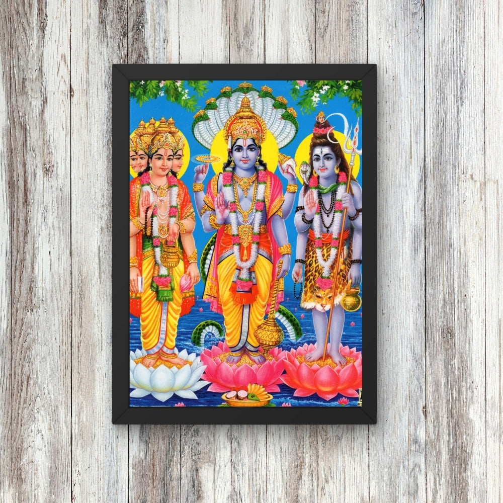 Lord shiva, brahma , vishnu wall art- God vishnu, brahma , vishnu god frame