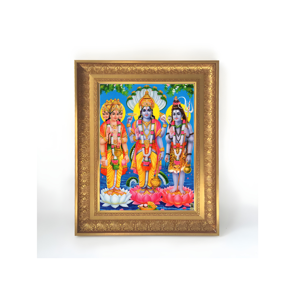 Premium Trimurti Wall Art – Lord Brahma, Vishnu and Shiva Hindu Gods Photo Frame