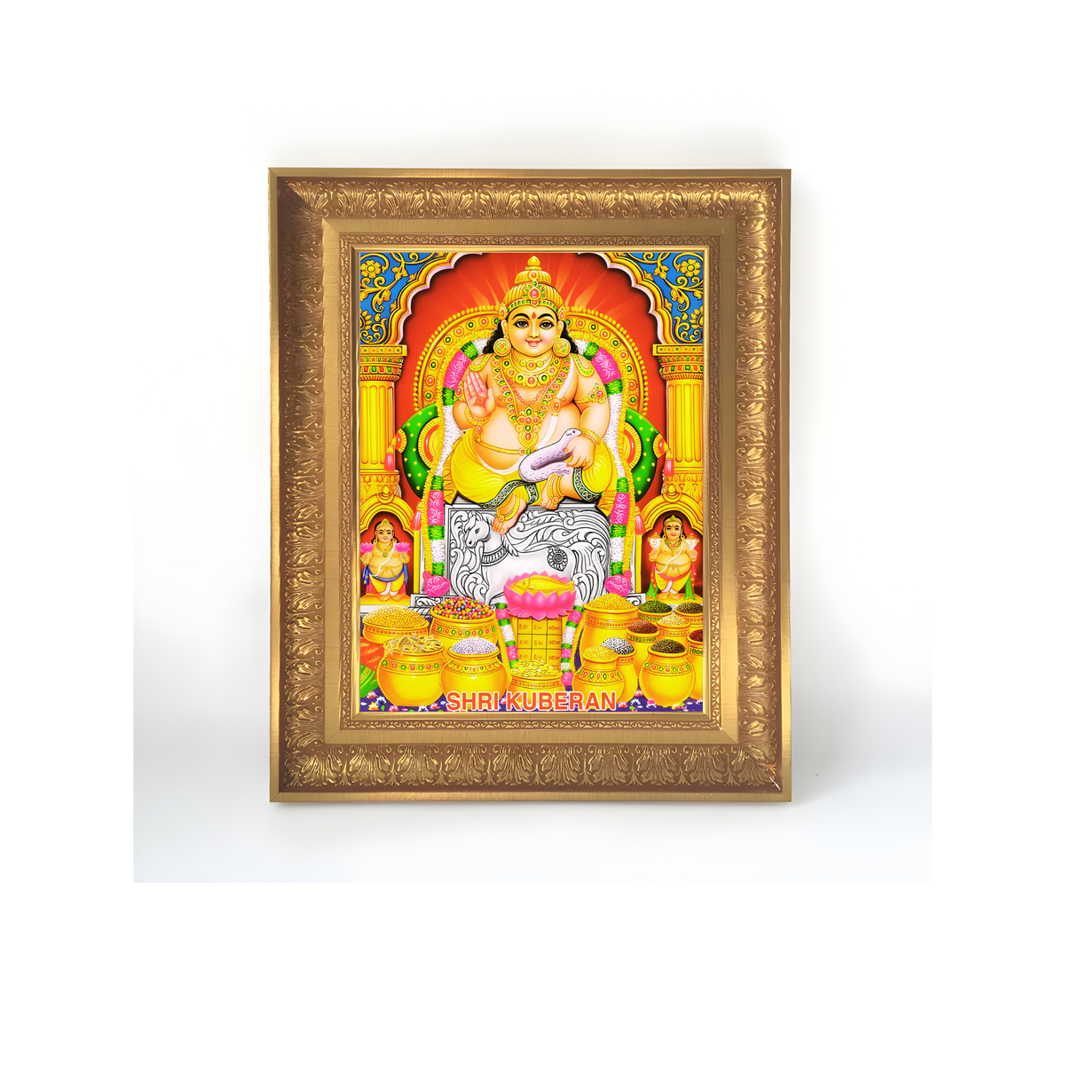 Premium Shri Kuber Wall Art – Lord Kubera Photo Frame | Hindu God of Wealth & Prosperity Spiritual Home Décor