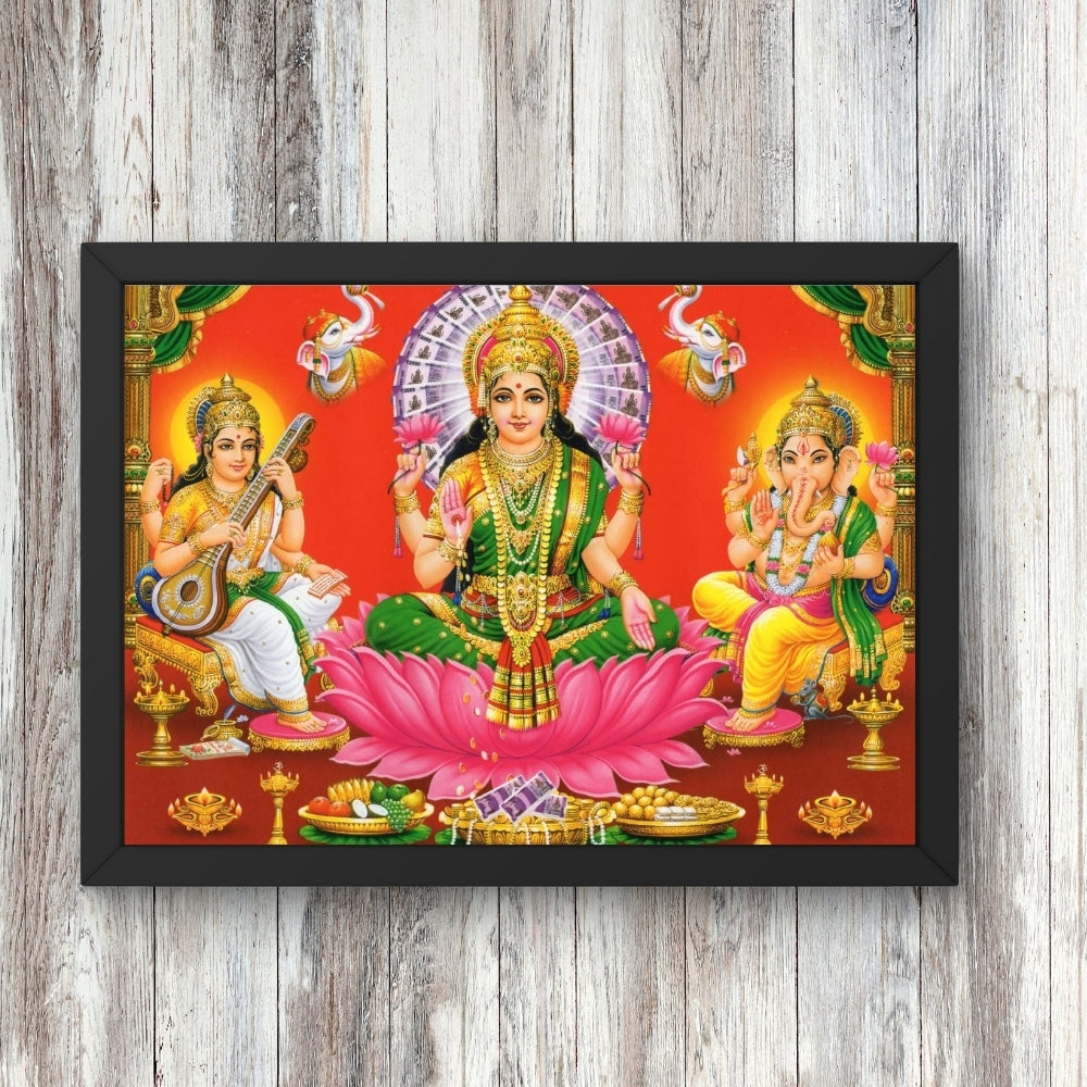 Lord Ganpathi laxmi saraswathi wall art- Laxmi ganapthi photo frame