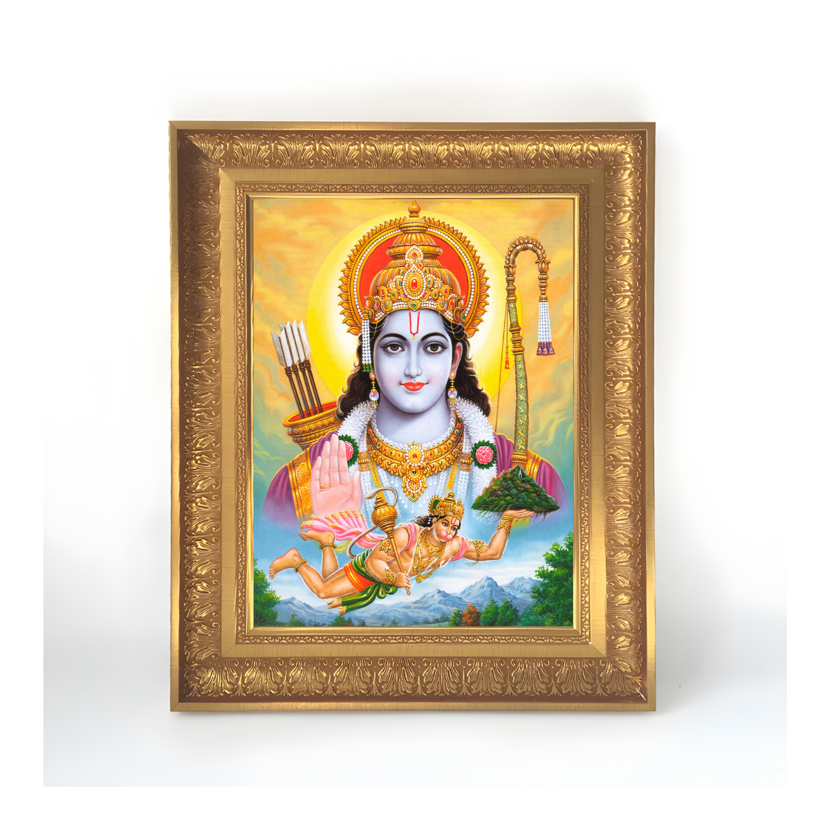 Premium Lord Rama & Hanuman Wall Art – Shri Ram with Hanuman Hindu God Photo Frame