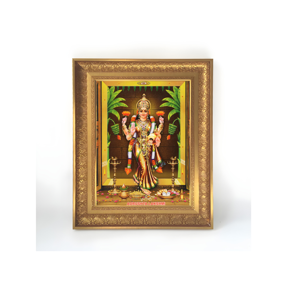 Premium Adrushta Lakshmi Wall Art – Goddess Lakshmi Hindu God Photo Frame