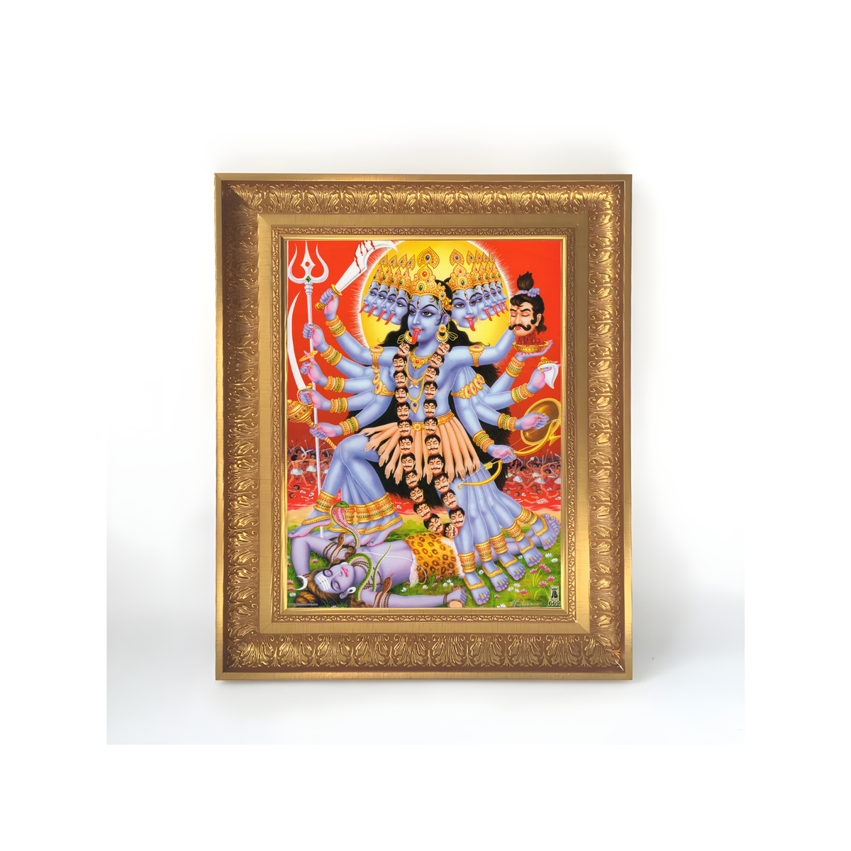 Premium Goddess Kali Wall Art – Maa Mahakali Fierce Form Hindu Goddess Devotional Photo Frame