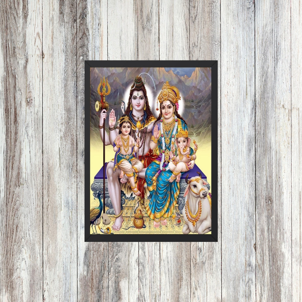 Lord Shiva with Family Wall Art- Shiva With Family Photo Frame