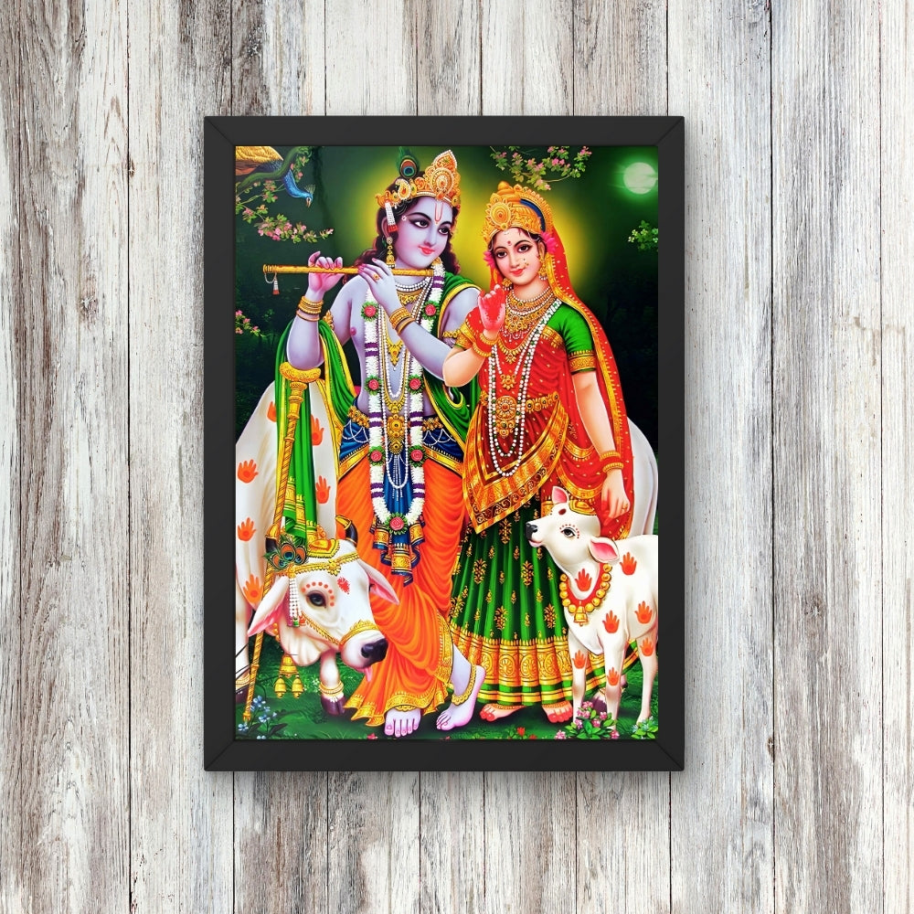 Lord Krishna Radha wall art- Krishna with Radha God frame