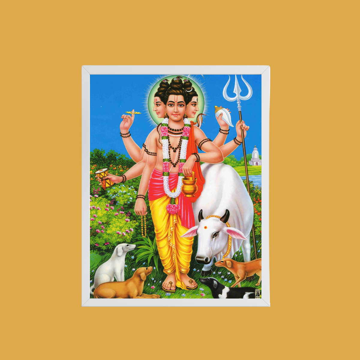 SRI DATTATREYA Wall Art – DATTATREYA  Hindu  God Photo Frame For Home & Puja Room