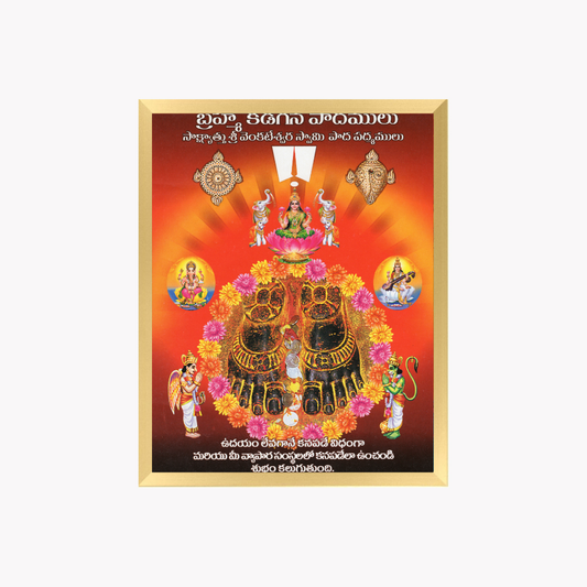 Sri Venkateswara Swamy Sacred Feet Wall Art – Lord Venkateswara Sri Pada Hindu Devotional Photo Frame