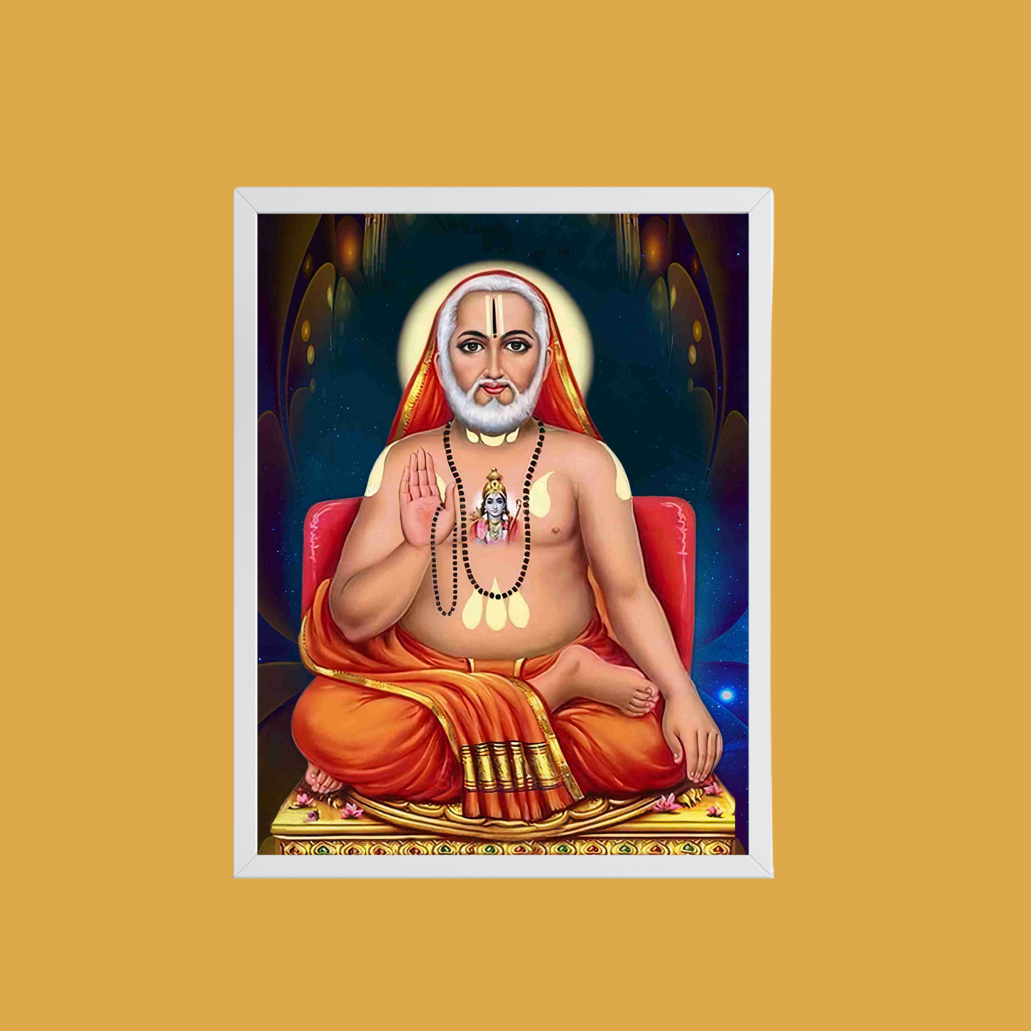 Sri Raghavendra Swamy Wall Art – Hindu Saint Spiritual Guru Photo Frame for Home & Puja Room