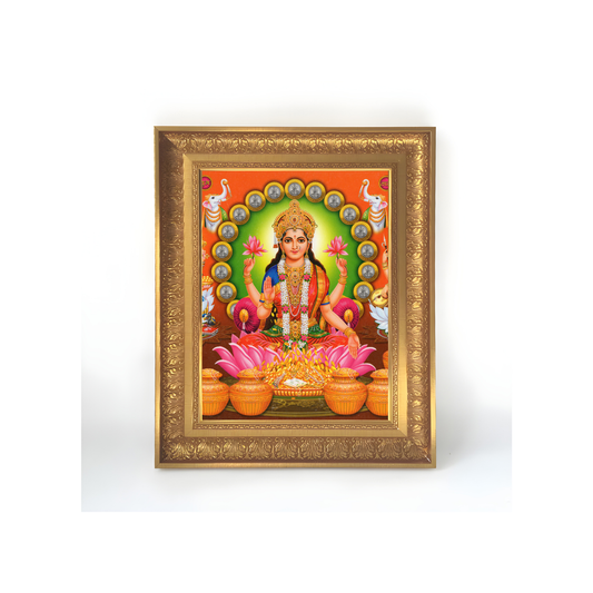 Premium Goddess Lakshmi Wall Art – Lakshmi Devi Hindu Goddess of Wealth & Prosperity Photo Frame