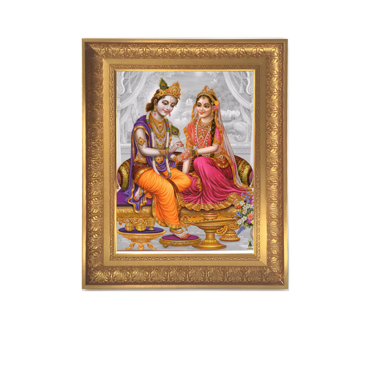 Premium Radha Krishna Wall Art – Lord Krishna and Goddess Radha Hindu Divine Couple Photo Frame