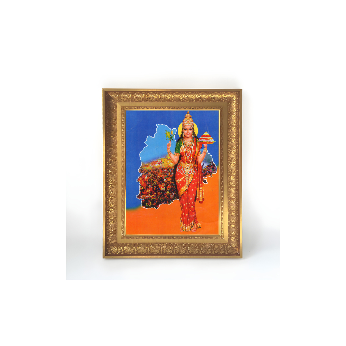 Premium Telangana Talli Wall Art – Telangana Thalli Traditional Goddess Photo Frame