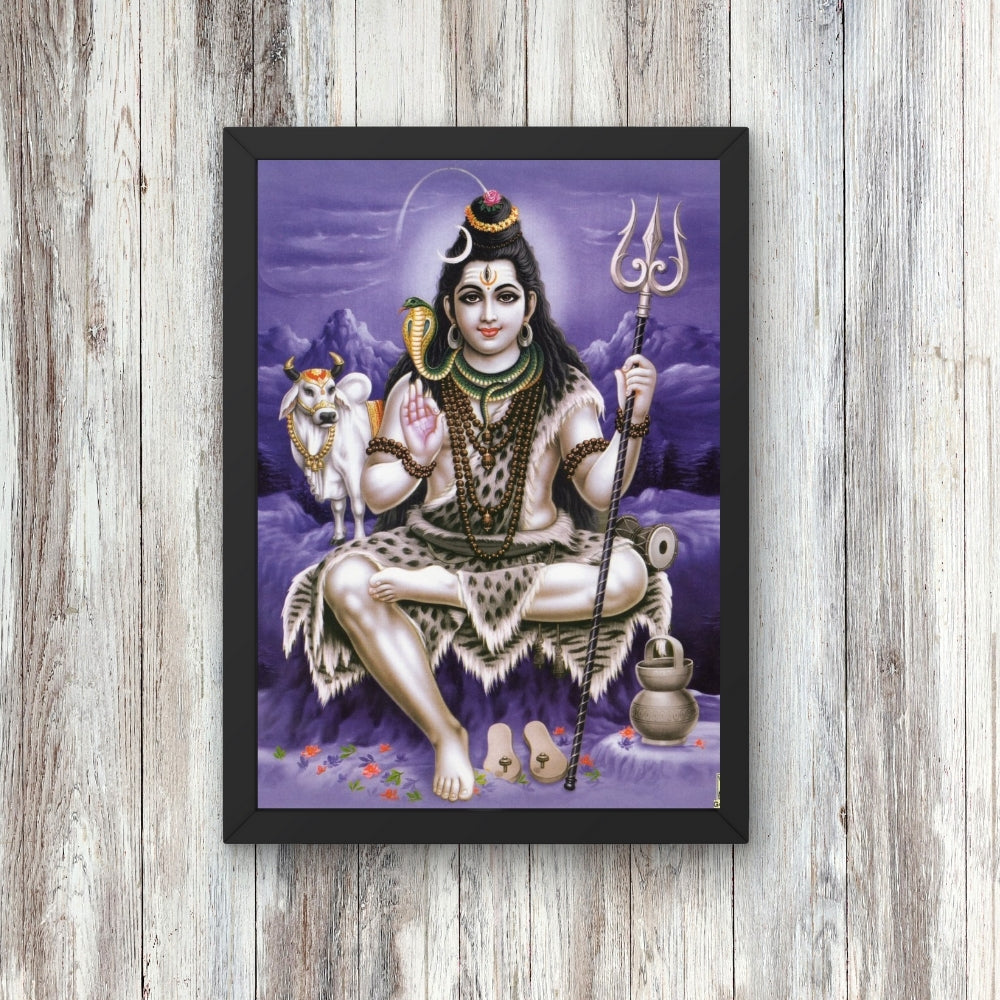 Lord Shiva with cow wall art- God shiva Photo Frame
