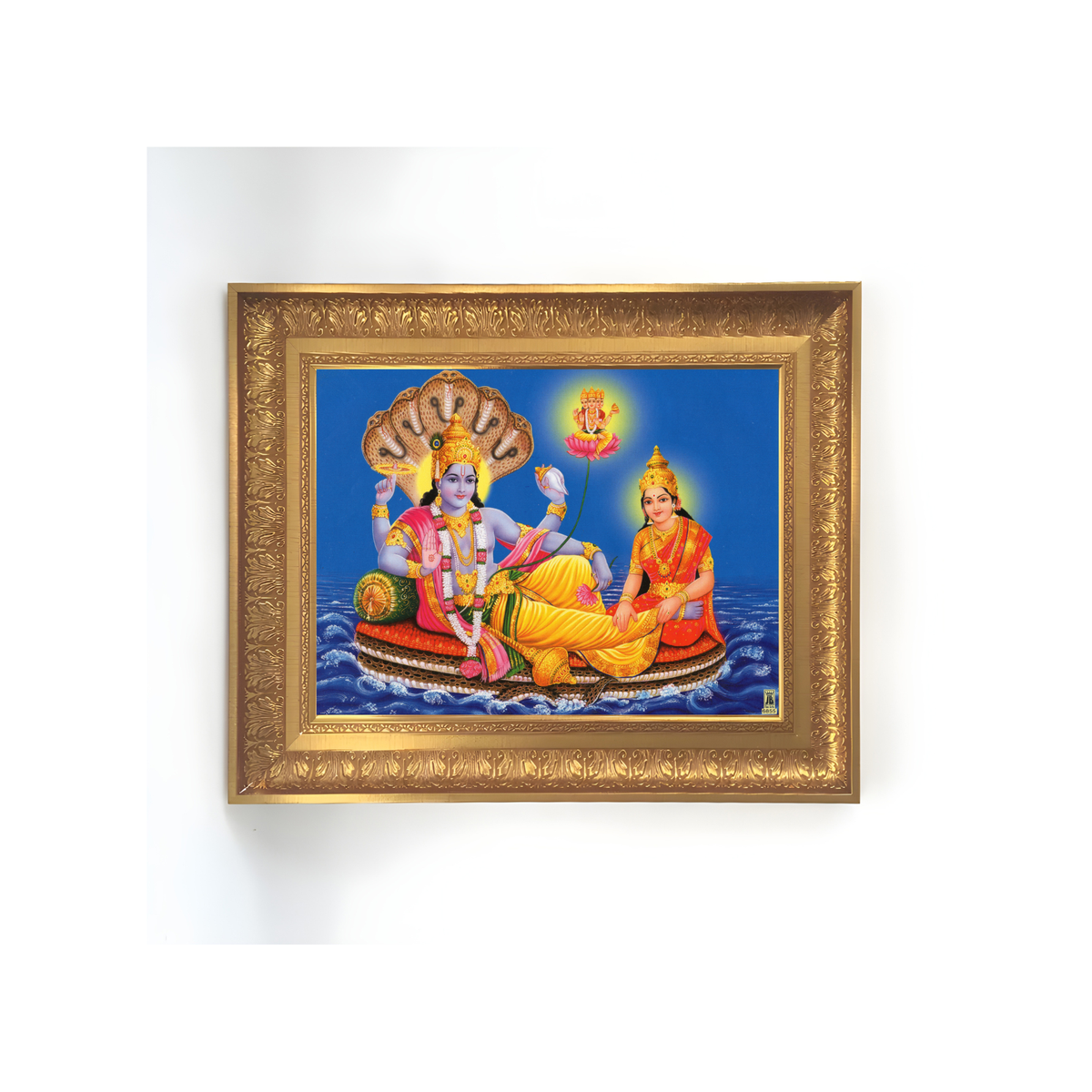 Premium Lakshmi Narayana Wall Art – Lord Vishnu with Goddess Lakshmi Hindu God Photo Frame