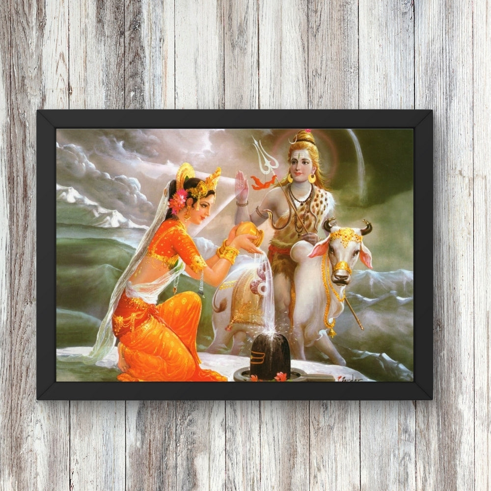 Lord Shiva parwathi wall art- God shiva with parwathi photo frame