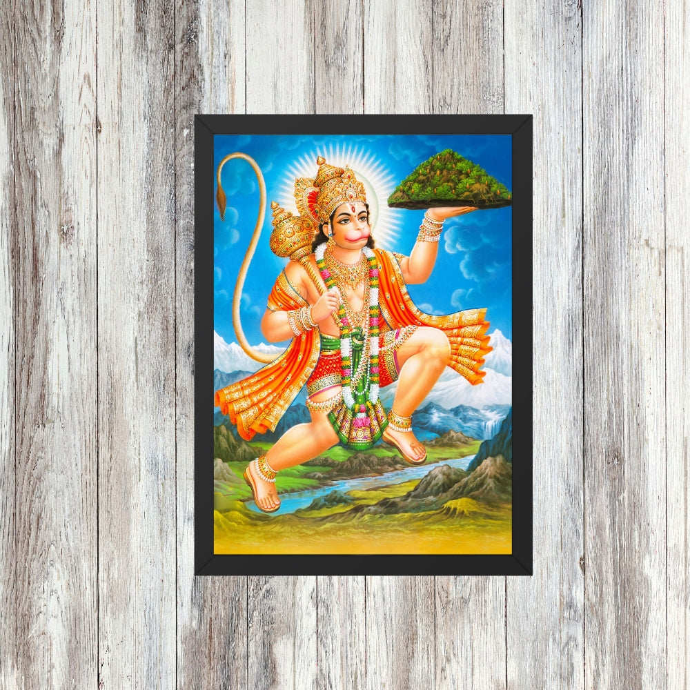 Lord Hanuman Wall Art – Hindu God Photo Frame for Home & Puja Room