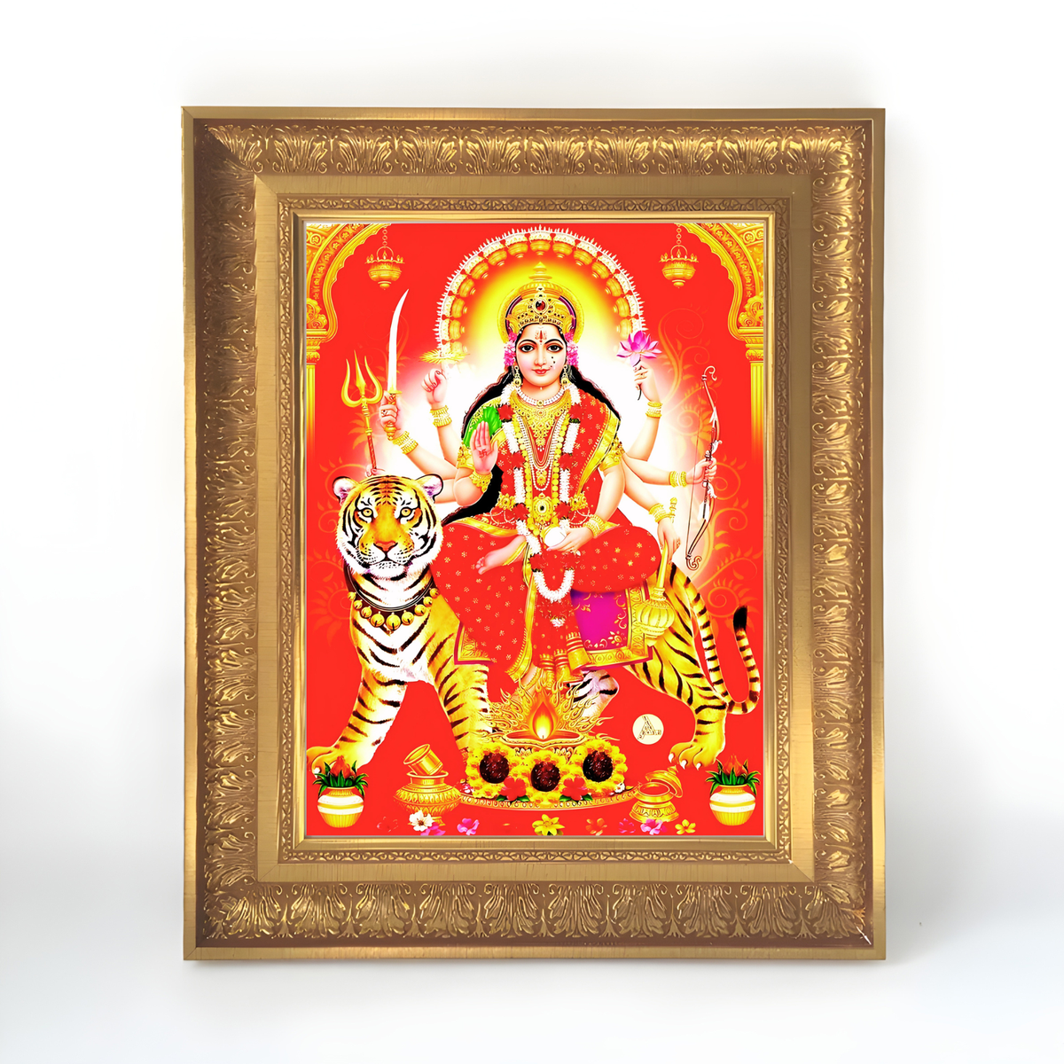 Premium Goddess Durga Wall Art – Maa Durga with Tiger Hindu Goddess Photo Frame