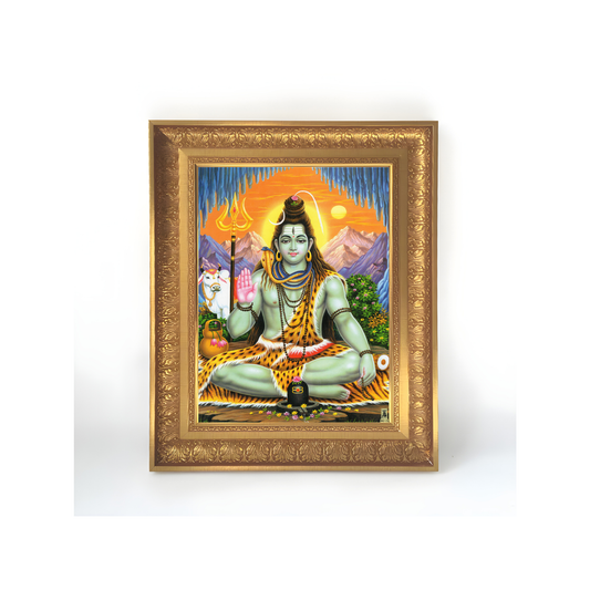 Premium Lord Shiva Wall Art – Mahadev Meditation Hindu God Photo Frame