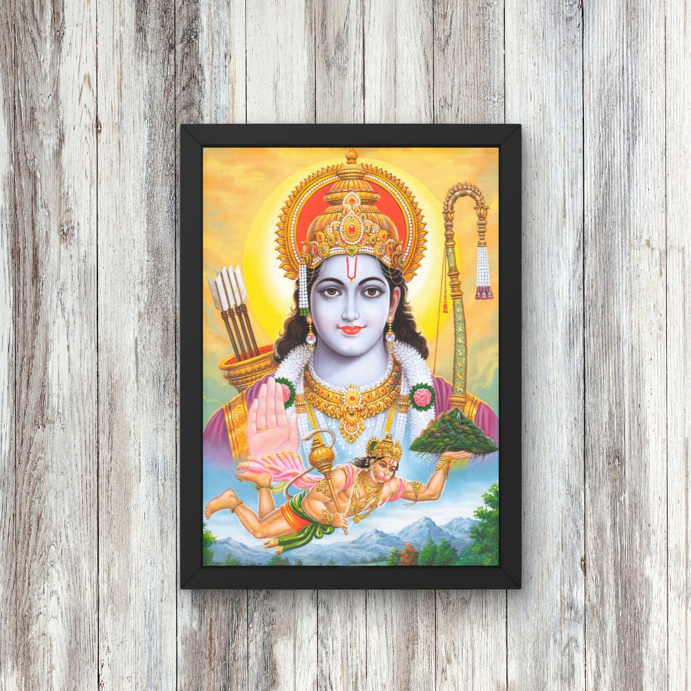 Lord Rama with Hanuman Wall Art – Shri Ram and Hanuman Hindu God Photo Frame