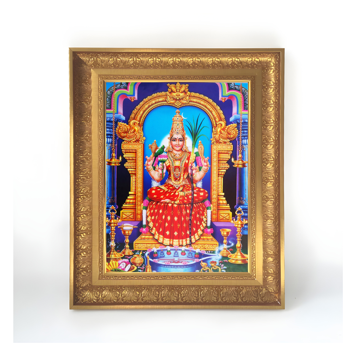 Premium Goddess Meenakshi Wall Art – Sri Meenakshi Amman Hindu Goddess Photo Frame