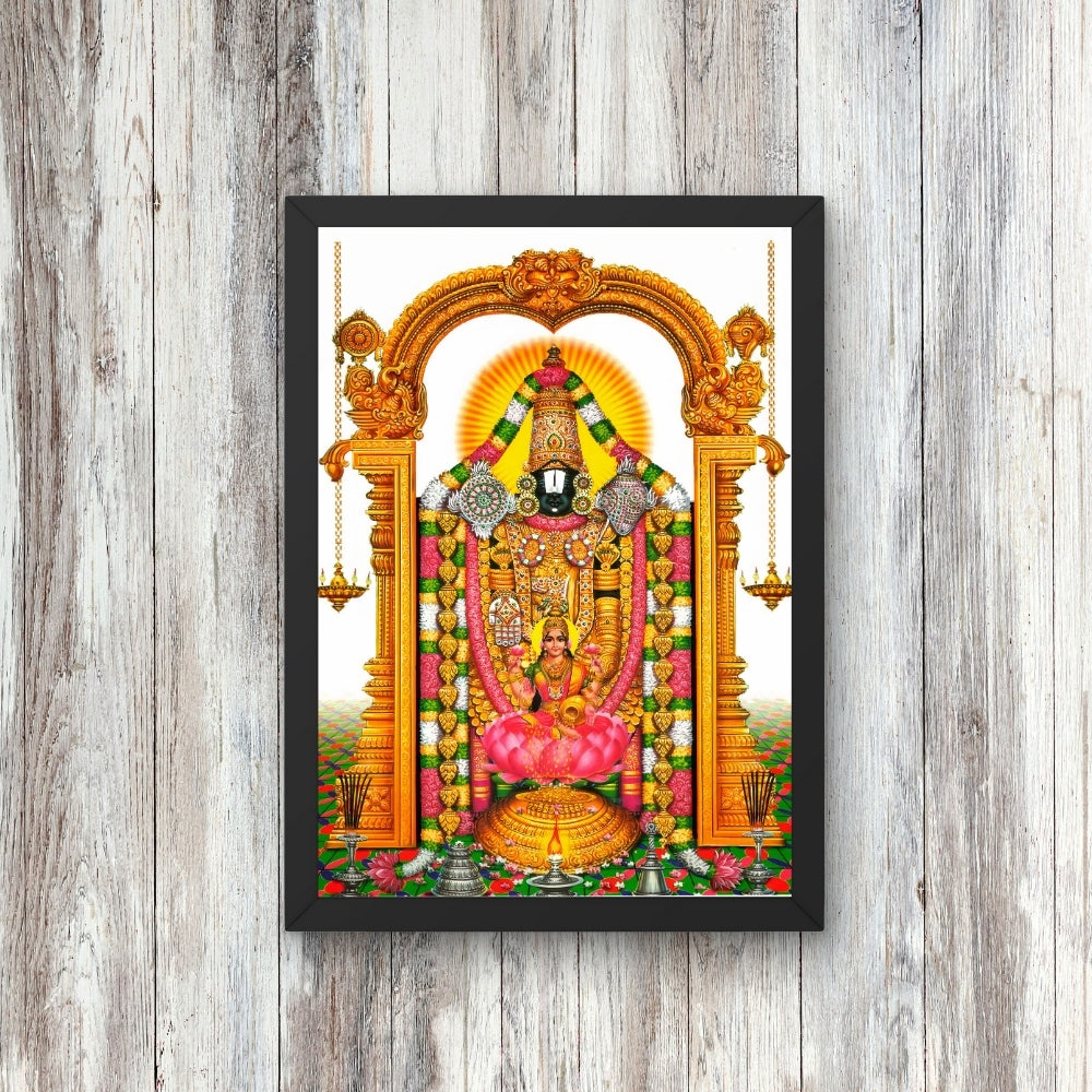 Tirupati Balaji Wall Art – Lord Venkateswara with Goddess Lakshmi Hindu God Photo Frame