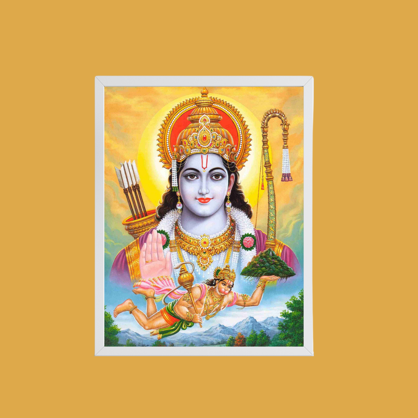 Lord Rama with Hanuman Wall Art – Shri Ram and Hanuman Hindu God Photo Frame