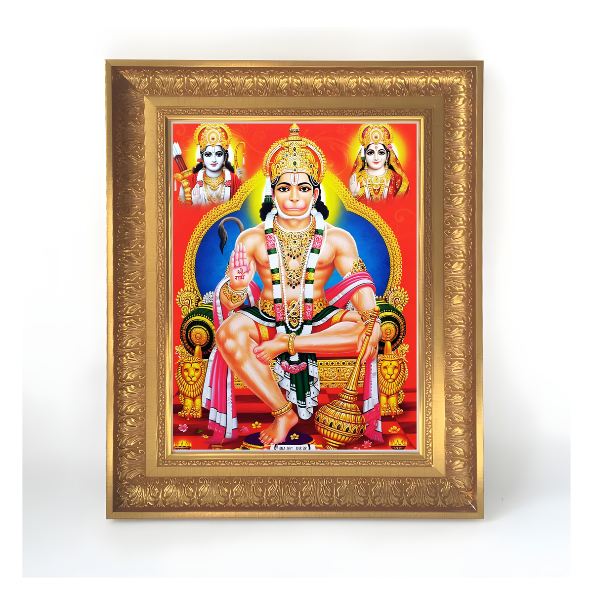 Premium Lord Hanuman Wall Art – Devotional Sri Rama Bhakta Hanuman Hindu God Photo Frame